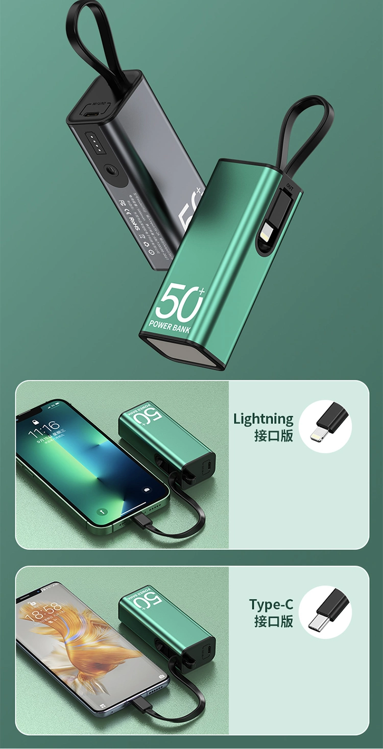 Power Bank 5000mAh Fast Charging Portable Mobile Power Bank with LED Light