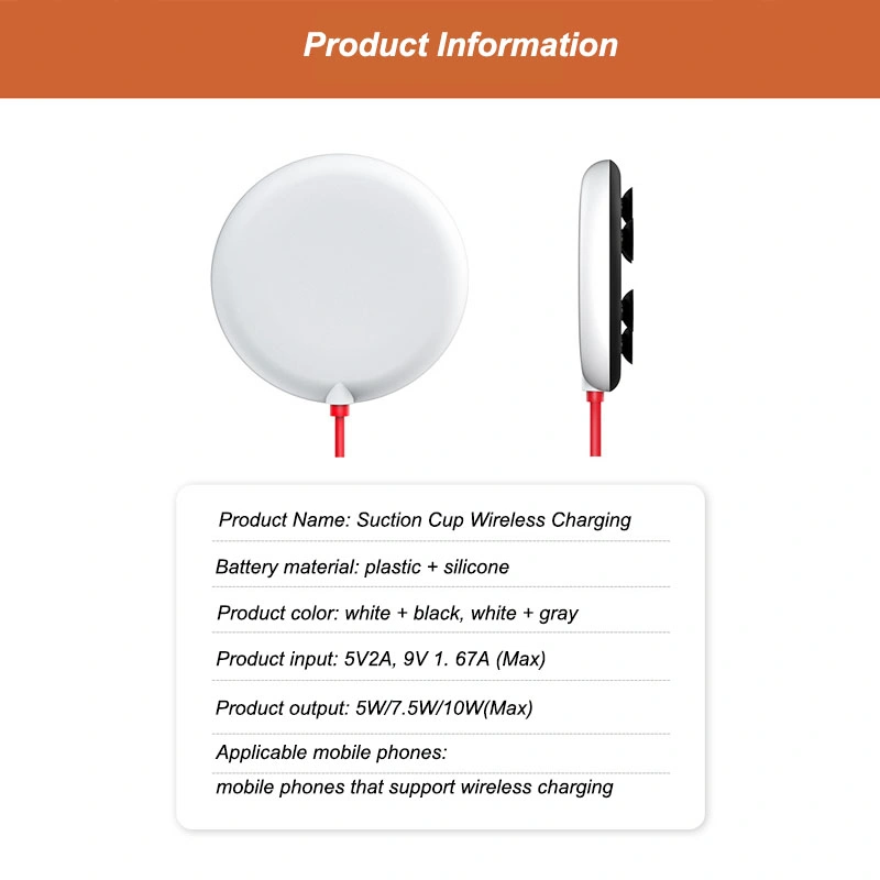 Factory Direct Sales New Mini Portable Suction Cup Wireless Charger Compatible with a Variety of Models 10W Fast Charge Mobile Phone Charger