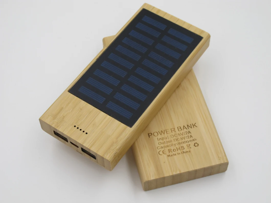 8000mAh 10000mAh Solar Bamboo Power Bank