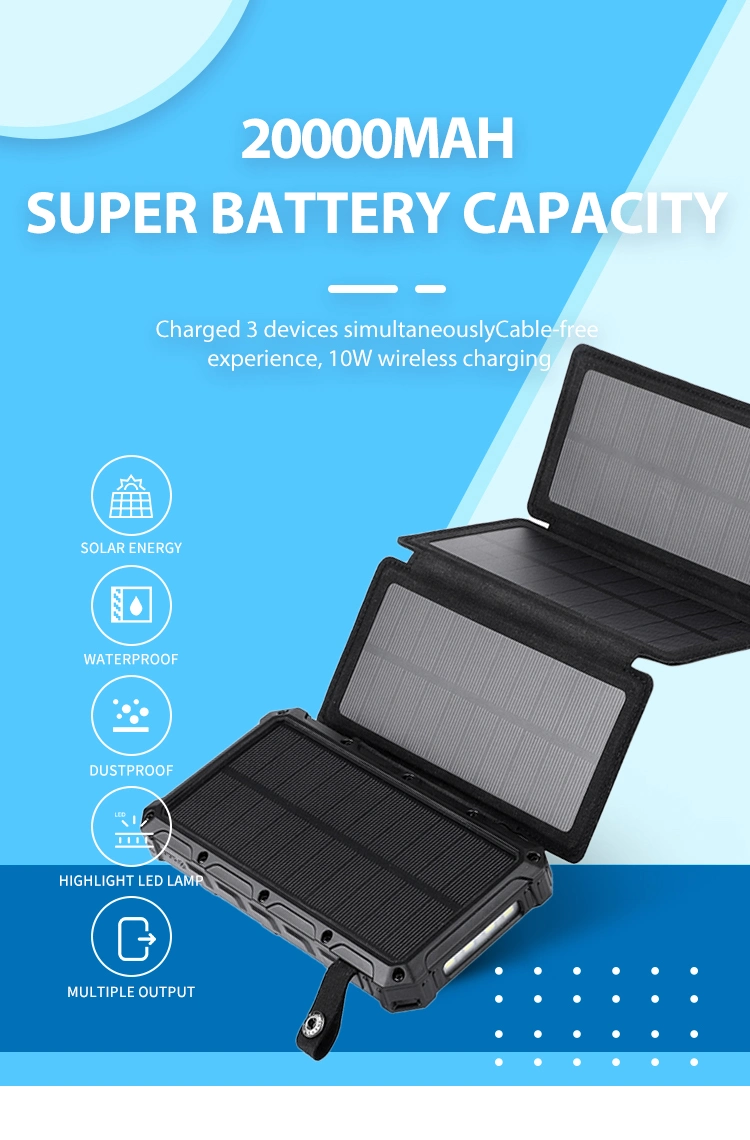 Large Stock Best Price Power Bank Outdoor Charging Folding Solar Panel 8000mAh Solar Power Bank