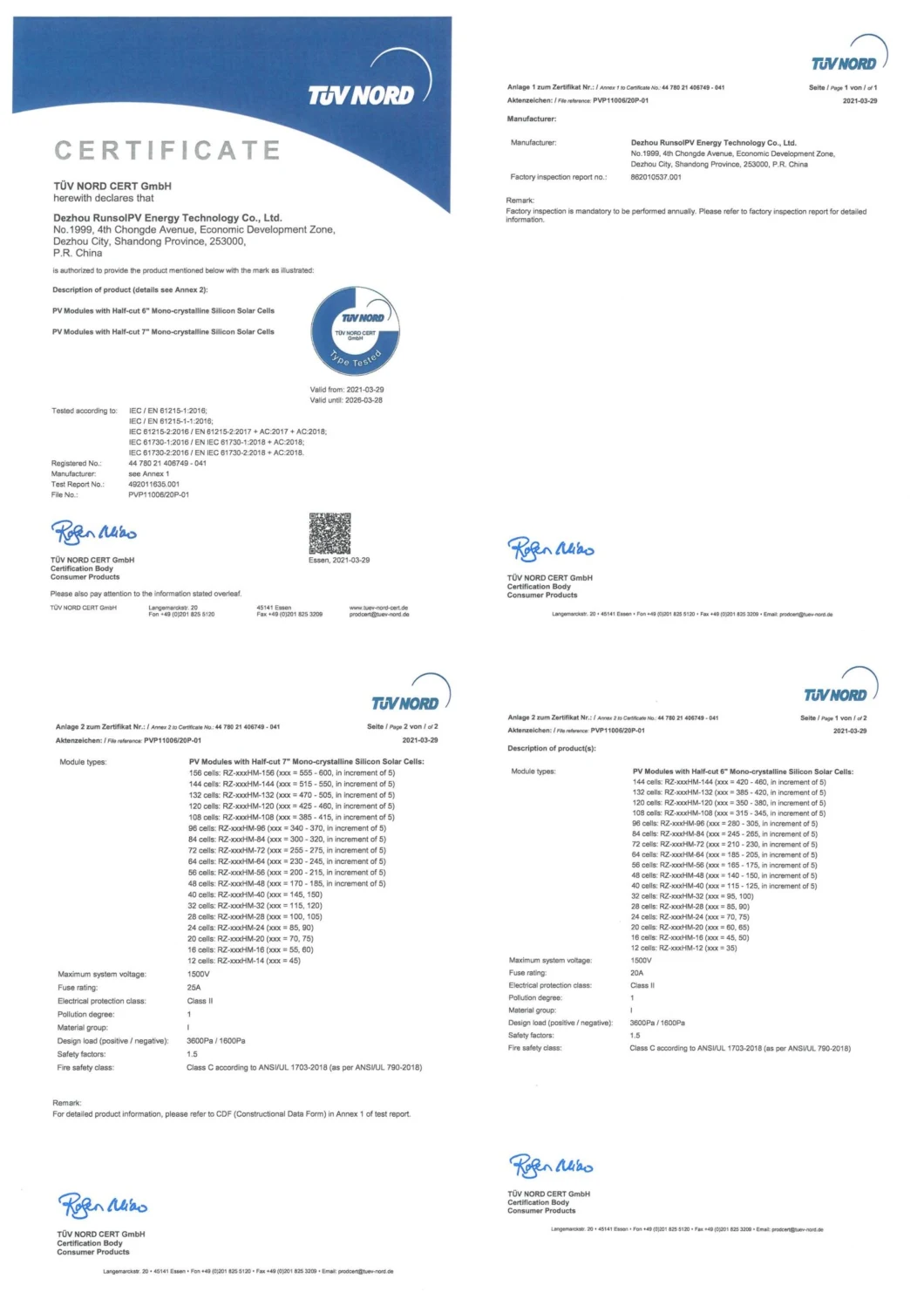 545W Runsol PV Tier1 Solar Energy Panel Power System on Grid off Grid 540W/550W/600W Perc Mono Single Glass TUV Inmetro Mcs SGS Brazil Saudi Italy Germany China